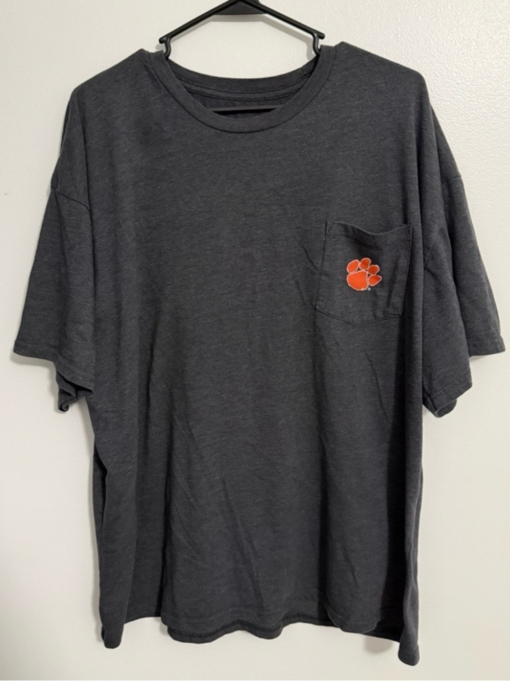 Drake Charcoal Short-Sleeve Pocket Tee with Orange Paw